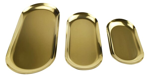Sinsay - Комплект златисти подноси за сервиране 3 pack - златно