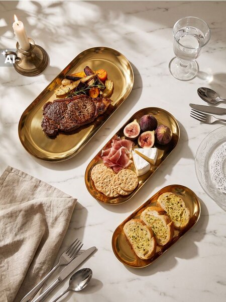 Sinsay - Комплект златисти подноси за сервиране 3 pack - златно