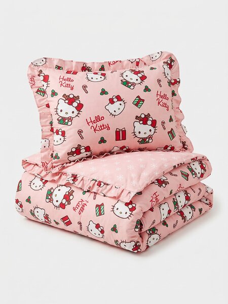 Sinsay - Празничен комплект спално бельо с волани Hello Kitty - розов