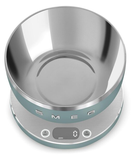 Кухненска везна Smeg Collezione KSC01EGMWW, До 5 кг/5 л, ТАРА, LED дисплей, Противоплъзгаща се основа, Автономия до 36 часа, Изумрудено зелен