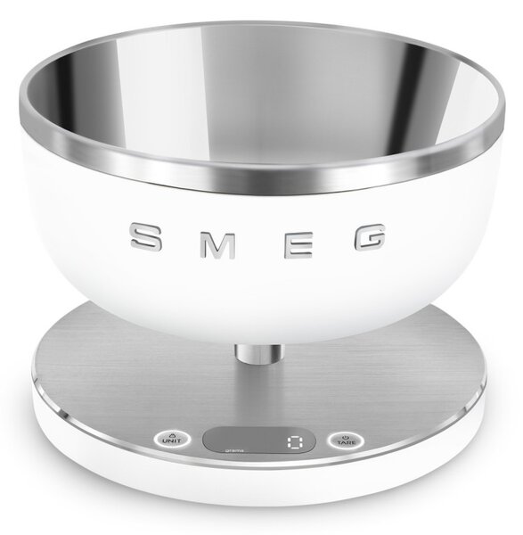 Кухненска везна Smeg Collezione KSC01WHMWW, До 5 кг/5 л, ТАРА, LED дисплей, Противоплъзгаща се основа, Автономия до 36 часа, Бял мат