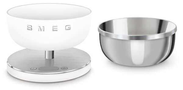 Кухненска везна Smeg Collezione KSC01WHMWW, До 5 кг/5 л, ТАРА, LED дисплей, Противоплъзгаща се основа, Автономия до 36 часа, Бял мат