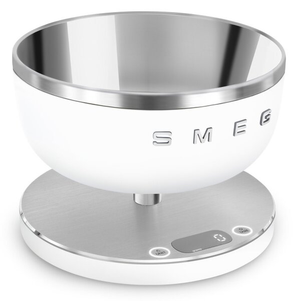 Кухненска везна Smeg Collezione KSC01WHMWW, До 5 кг/5 л, ТАРА, LED дисплей, Противоплъзгаща се основа, Автономия до 36 часа, Бял мат
