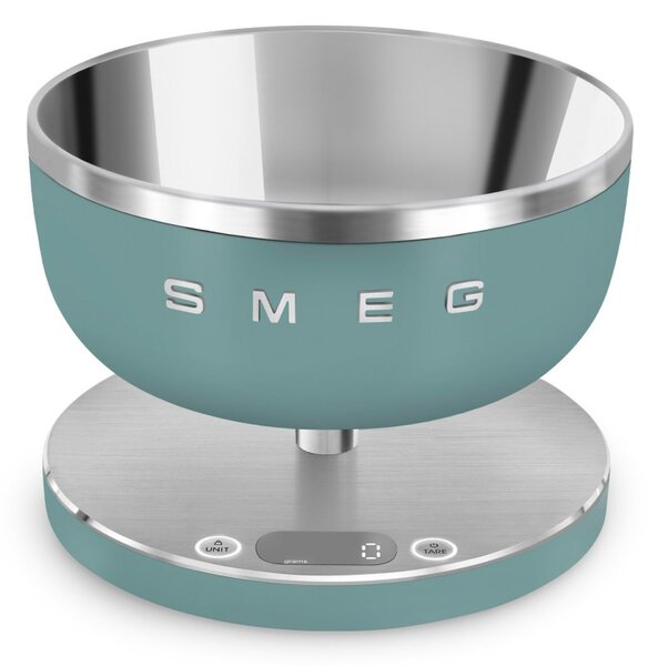 Кухненска везна Smeg Collezione KSC01EGMWW, До 5 кг/5 л, ТАРА, LED дисплей, Противоплъзгаща се основа, Автономия до 36 часа, Изумрудено зелен