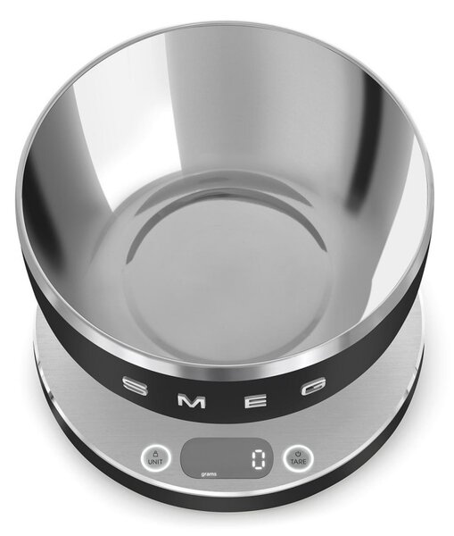 Кухненска везна Smeg Collezione KSC01BLMWW, До 5 кг/5 л, ТАРА, LED дисплей, Противоплъзгаща се основа, Автономия до 36 часа, Черен мат