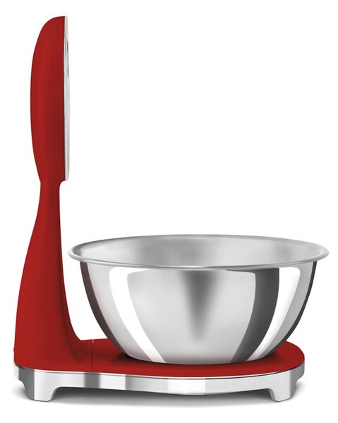 Кухненска везна Smeg KSF01RDWW, Аналогов и дигитален дисплей, До 5 кг/5 л, ТАРА, LED дисплей, Противоплъзгаща се основа, Автономия до 36 часа, Червен