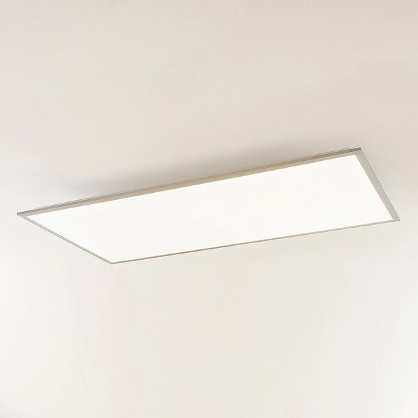 Lindby LED панел Stenley, 4000K, 120cm x 60cm, сребрист/бял, Бял, Кухня, Пластмаса, Модерен