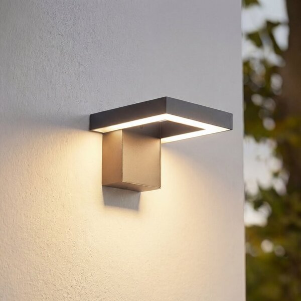Lindby LED външна стенна лампа Orbin, сива, накланяема, CCT, IP54, Сив, Алуминий, Модерен