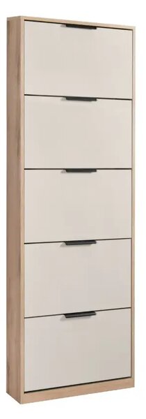 Шкаф за обувки с 5 врати Smart (натурална канела страта + кашмир)