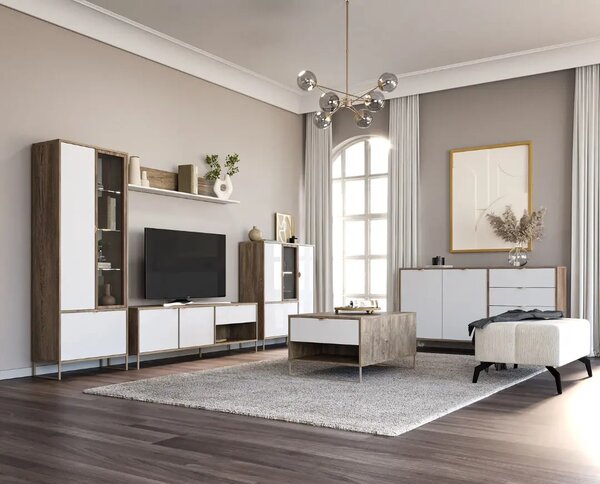 Шкаф Denver (pewtar halifax oak + white gloss)