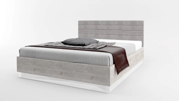 Легло Modern М06 160/200 (сив дъб кастело + МДФ бял гланц)
