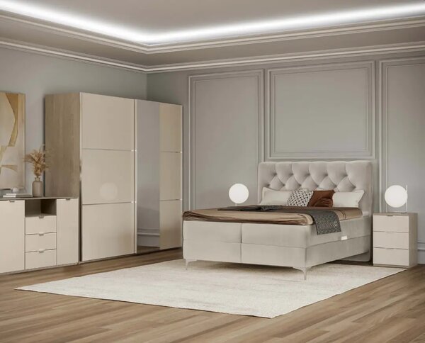 Нощно шкафче Elegance Line 3F (нордик + пясъчен гланц)