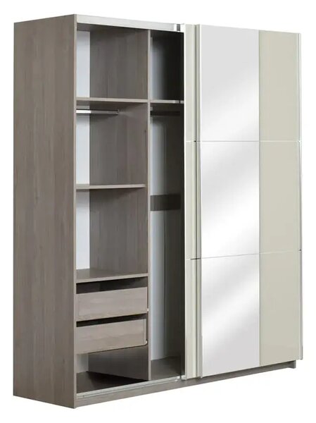 Гардероб Elegance Line 180 с огледало (нордик + пясъчен гланц)
