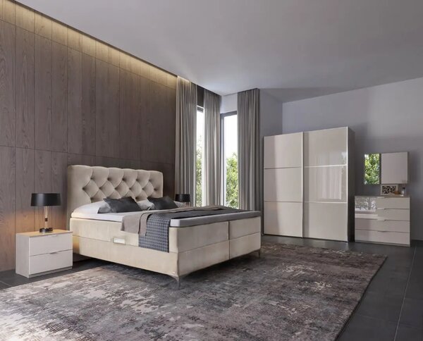 Нощно шкафче Elegance Line 2F (нордик + пясъчен гланц)
