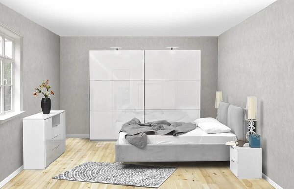 Нощно шкафче Elegance Line 2F (бял гланц)
