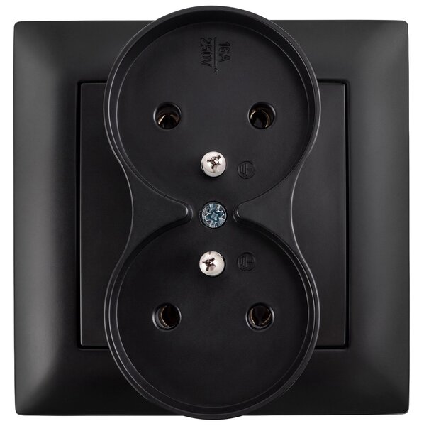 Двоен контакт със заземяване и рамка OSTE JNH002-G Black