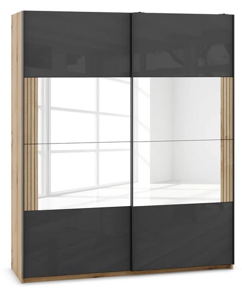 Гардероб SLine 06 (крайбрежен дъб + МДФ антрацит гланц, 140, V01)