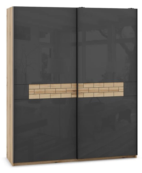 Гардероб SLine 07 (крайбрежен дъб + МДФ антрацит гланц, 140, V01)