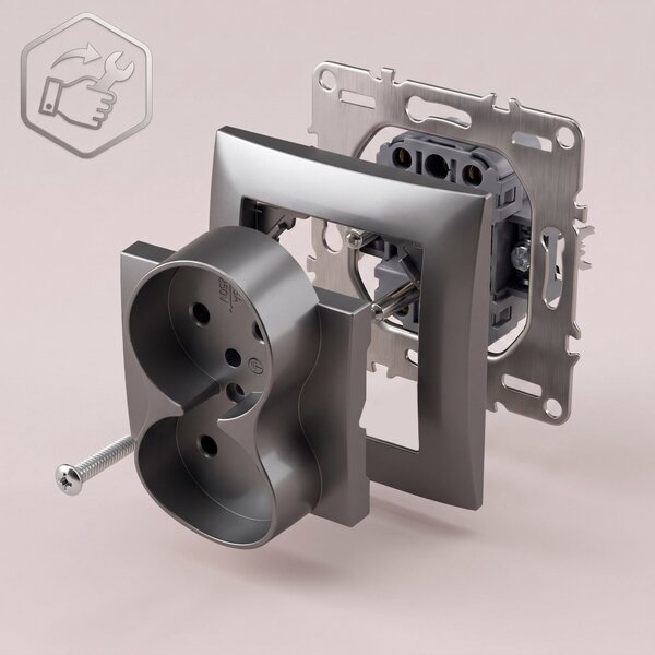 Двоен контакт със заземяване OSTE JNH002-G Grey