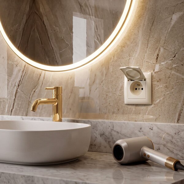 Единичен контакт със заземяване и капаче OSTE JNH005-G Beige
