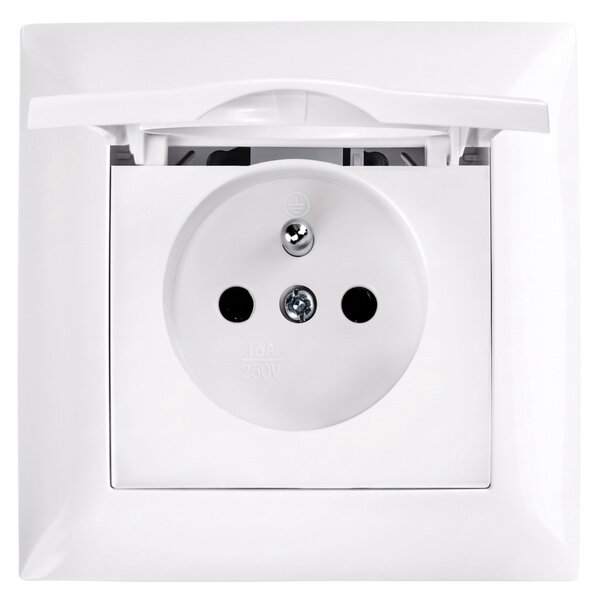 Единичен контакт със заземяване и капаче OSTE JNH005-G White