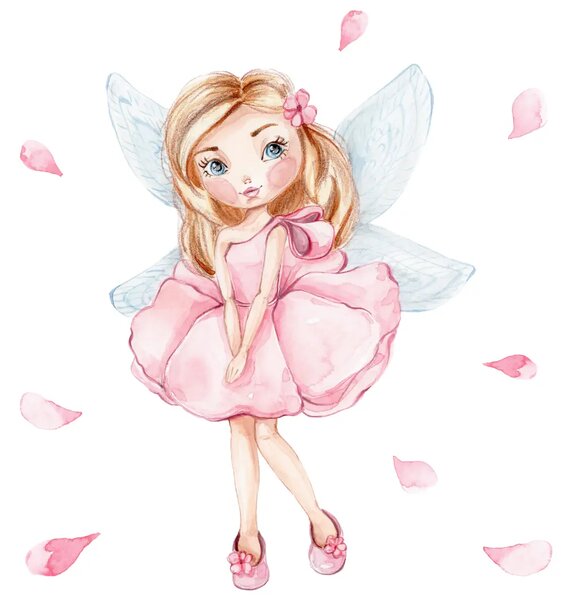 Детско легло ANNA с принт и чекмедже (140 х 70 см, girl with wings)