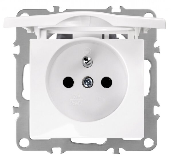 Единичен контакт със заземяване и капаче OSTE JNH005-G White