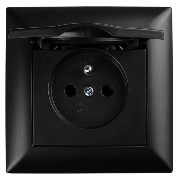 Единичен контакт със заземяване и капаче OSTE JNH005-G Black