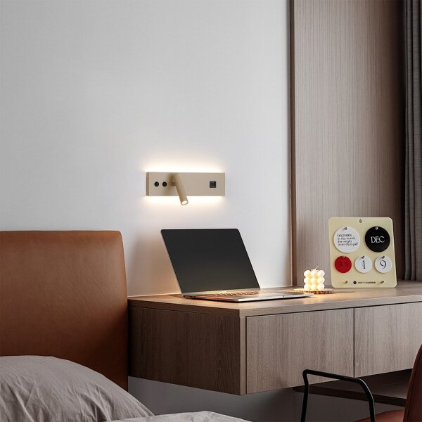 Brilagi-LED Настенно спот осветително тяло NOCTIS с USB порт LED/3W/230V+LED/9W бежово