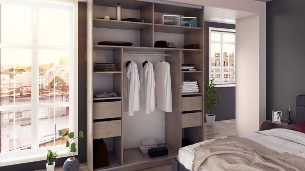 Гардероб Modena (дъб кремона каноло + меко черно U899 ST9 EGGER, 160)