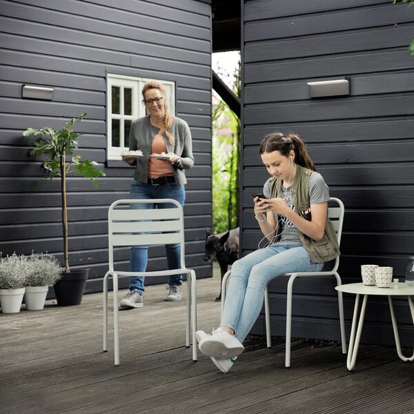 Philips LED лампа за външна стена Bustan UE, комплект от 2 броя, 2700 K, Черен, Алуминий, Модерен, Стенна ъглова