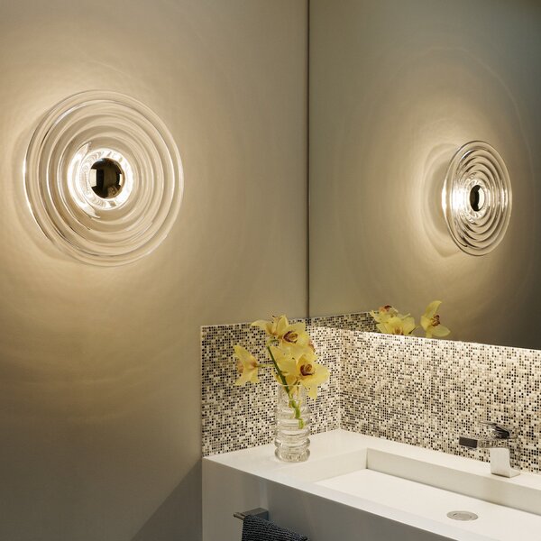 Tom Dixon LED стенна лампа Press Large, прозрачна, 35 см 937 IP55, Затъмняване, Прозрачен, Стъкло, Дизайн