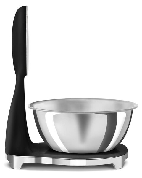 Кухненска везна Smeg KSF01BLWW, Аналогов и дигитален дисплей, До 5 кг/5 л, ТАРА, LED дисплей, Противоплъзгаща се основа, Автономия до 36 часа, Черен