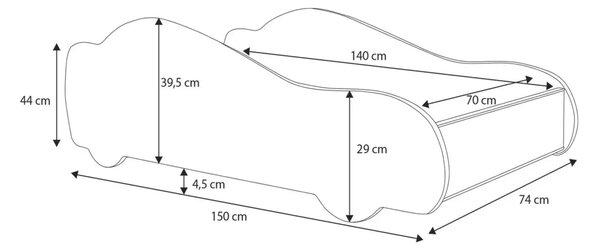Детско легло AUTO 4х4 с матрак (4x4, 140 х 70 см)