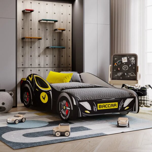 Детско легло AUTO 4х4 с матрак (black batman, 140 х 70 см)