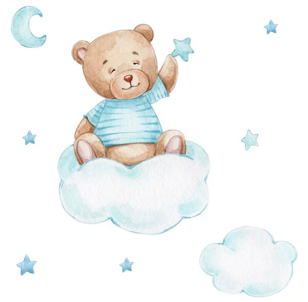 Детско легло Luk с парапет и различни мотиви (140 х 70 см, blue bear)