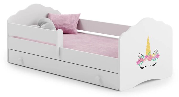 Детско легло FALA с парапет и чекмедже с различни мотиви (140 х 70 см, unicorn)