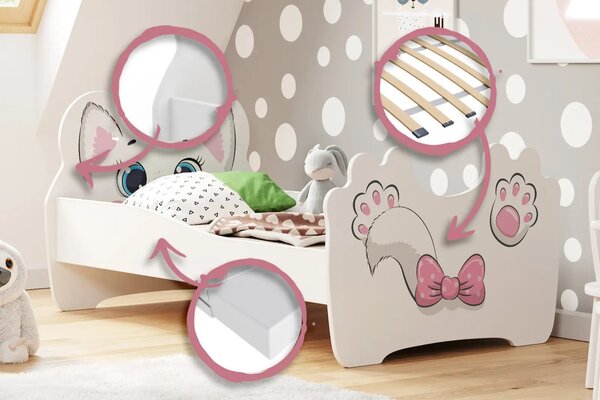 Детско легло Pink cat (140 х 70 см)