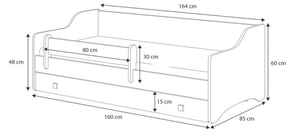 Детско легло Eryk 160 x 80 с чекмедже (бяла)