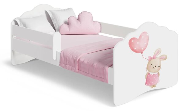 Детско легло FALA с графика bunny с парапет (140 х 70 см)