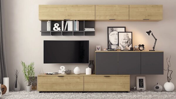 Секция Era Plus (дъб арлингтън натурален H3303 ST10 EGGER + тъмен диамант U963 ST9 EGGER)