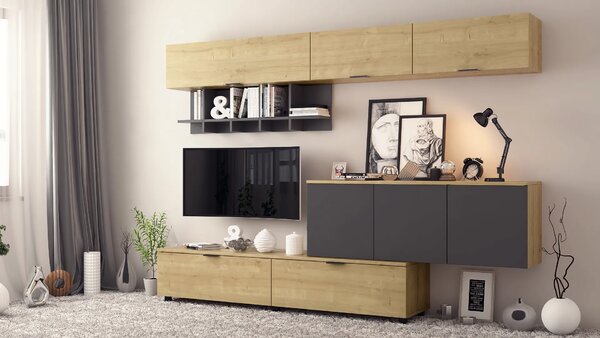 Секция Era Plus (дъб арлингтън натурален H3303 ST10 EGGER + тъмен диамант U963 ST9 EGGER)