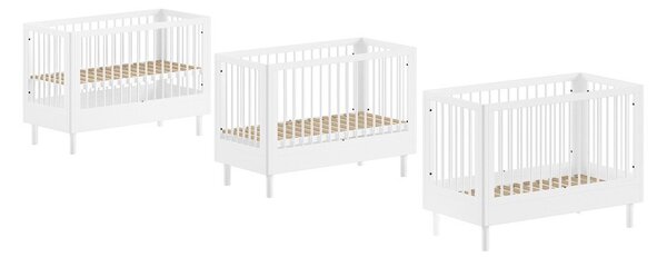 Бяло детско креватче от масивен бук с регулируема височина 60x120 cm Forrest – Vipack