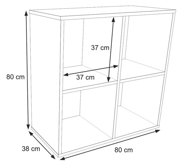 Етажерка Loni 2x2 (120, бяло)