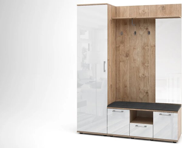 Портманто Trip (златен дъб харбър + МДФ сиво тренд гланц)