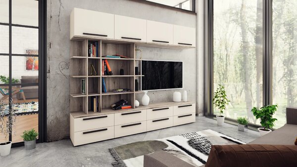 Kiara M03- TV шкаф (дъб фосил евоук + сатен)