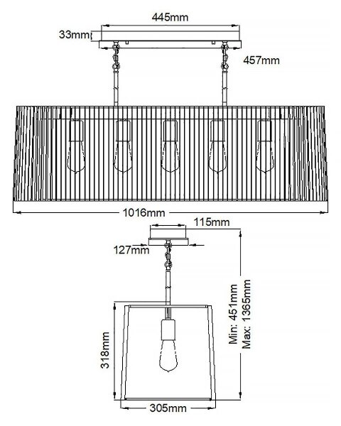 Quintiesse QN-LINARA-ISLE-BK - Полилей на тръба LINARA 5xE27/60W/230V черно/златно