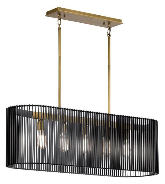 Quintiesse QN-LINARA-ISLE-BK - Полилей на тръба LINARA 5xE27/60W/230V черно/златно