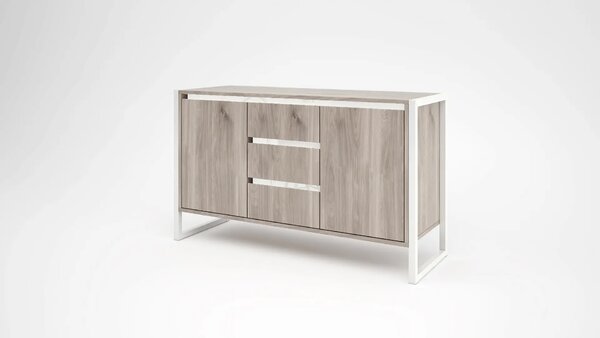 Скрин Modern M12 (сив дъб кастело + МДФ бял гланц)