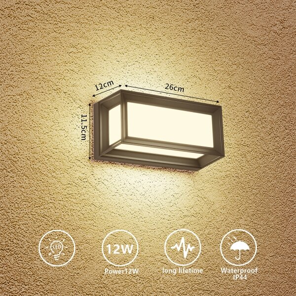 BRILAGI - LED външен стенен аплик PARKER LED/12W/230V 3000/4500/6000K антрацит IP44